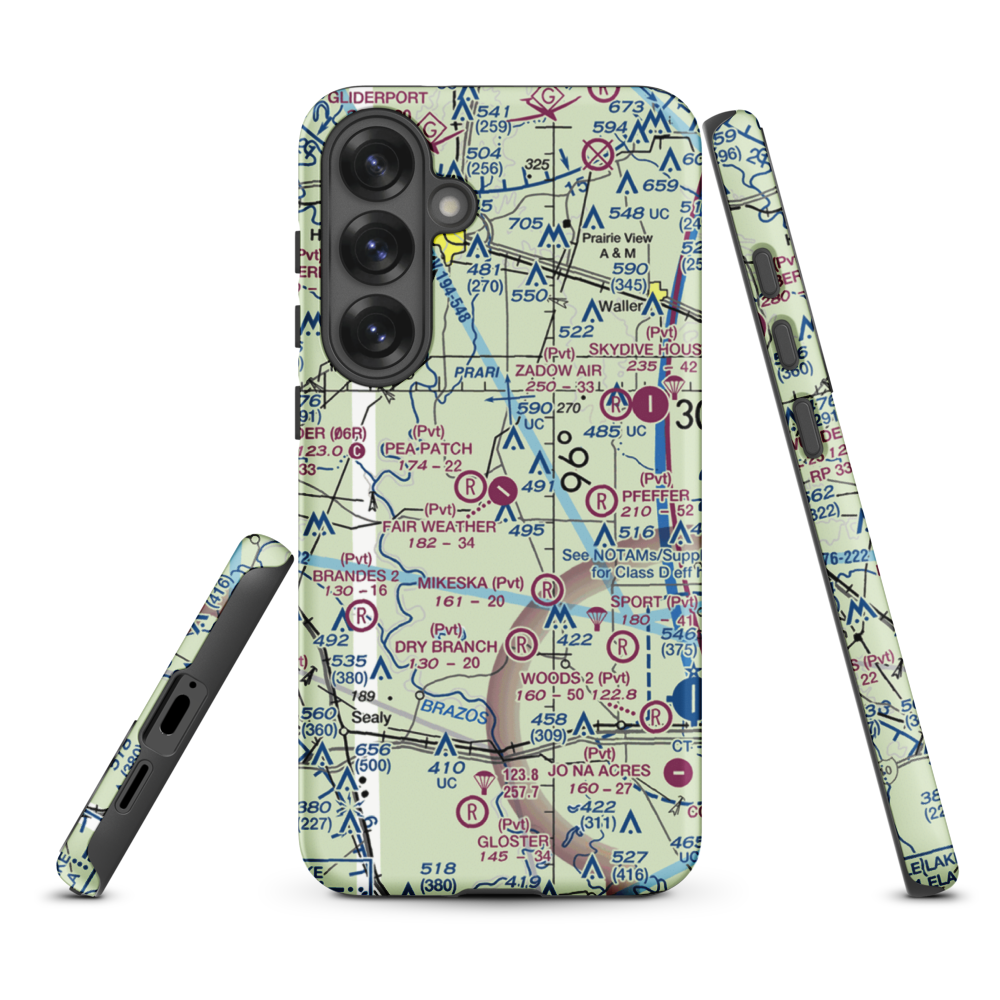 Fair Weather Field (TX42) VFR Sectional Samsung Phone Case Samsung Galaxy S25 Plus model shown