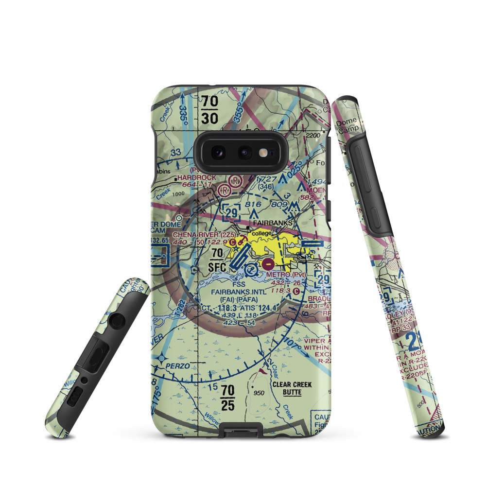Fairbanks International Airport (FAI) VFR Sectional Samsung Phone Case Samsung Galaxy S10e model shown