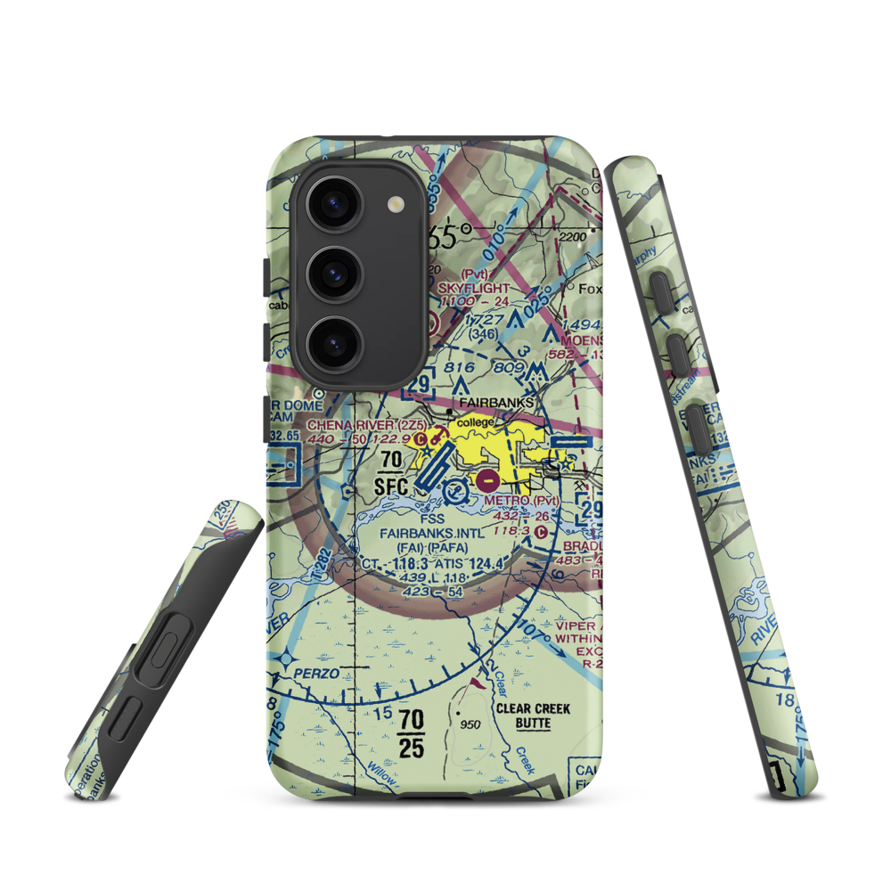 Fairbanks International Airport (FAI) VFR Sectional Samsung Phone Case Samsung Galaxy S23 model shown