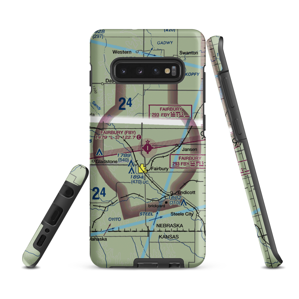 Fairbury Municipal Airport (FBY) VFR Sectional Samsung Phone Case Samsung Galaxy S10 Plus model shown