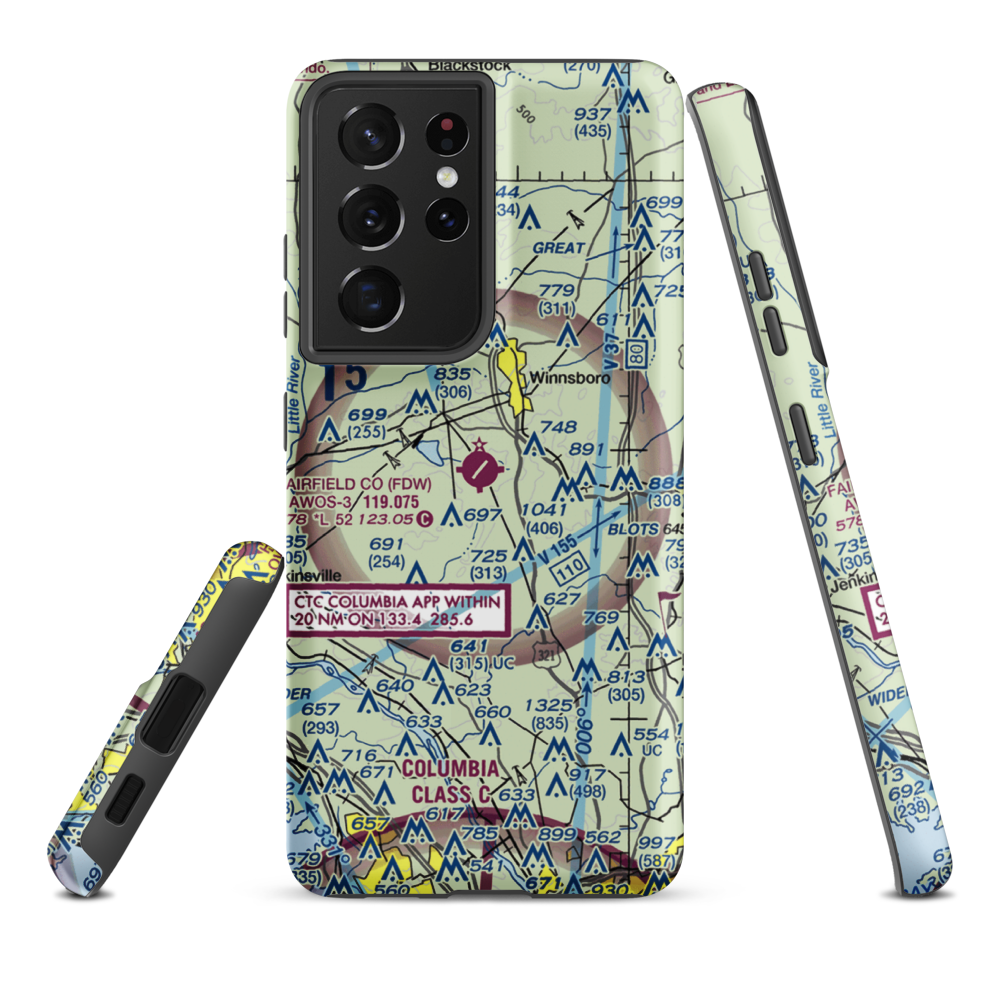 Fairfield County Airport (FDW) VFR Sectional Samsung Phone Case Samsung Galaxy S21 Ultra model shown