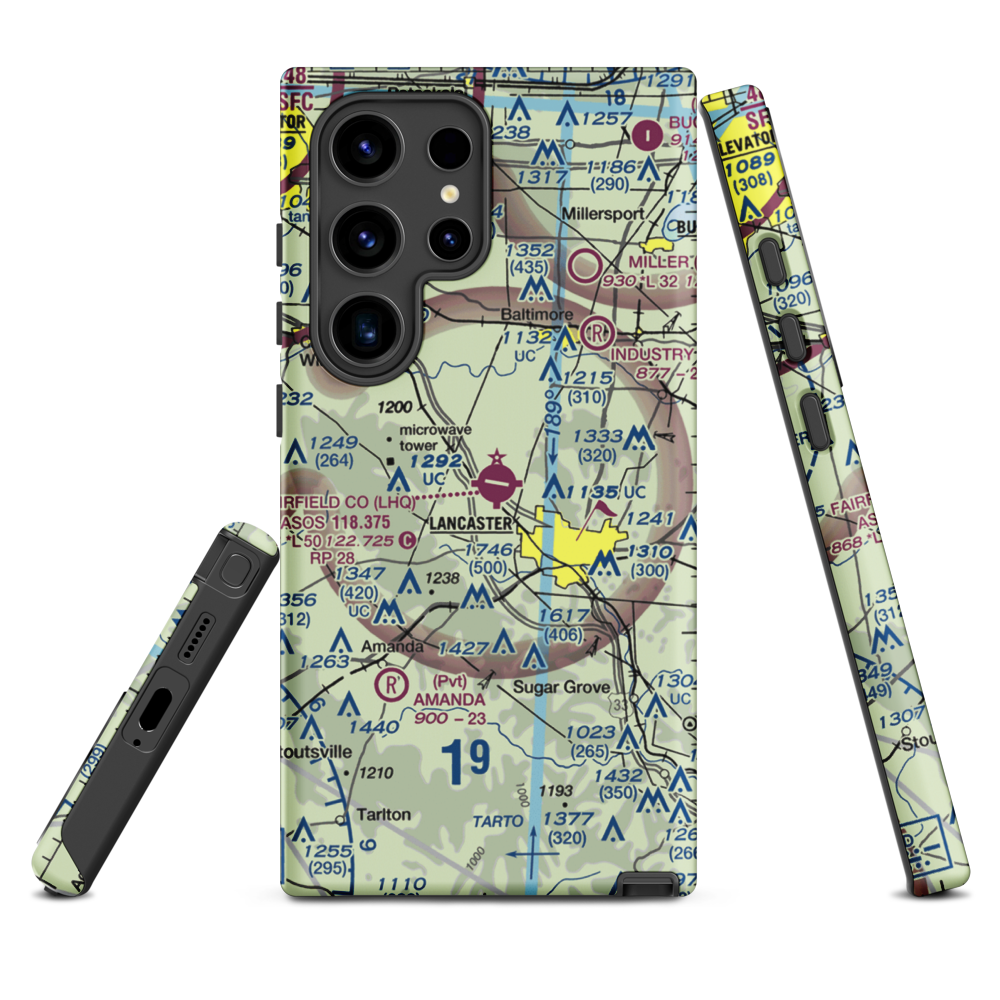 Fairfield County Airport (LHQ) VFR Sectional Samsung Phone Case Samsung Galaxy S24 Ultra model shown