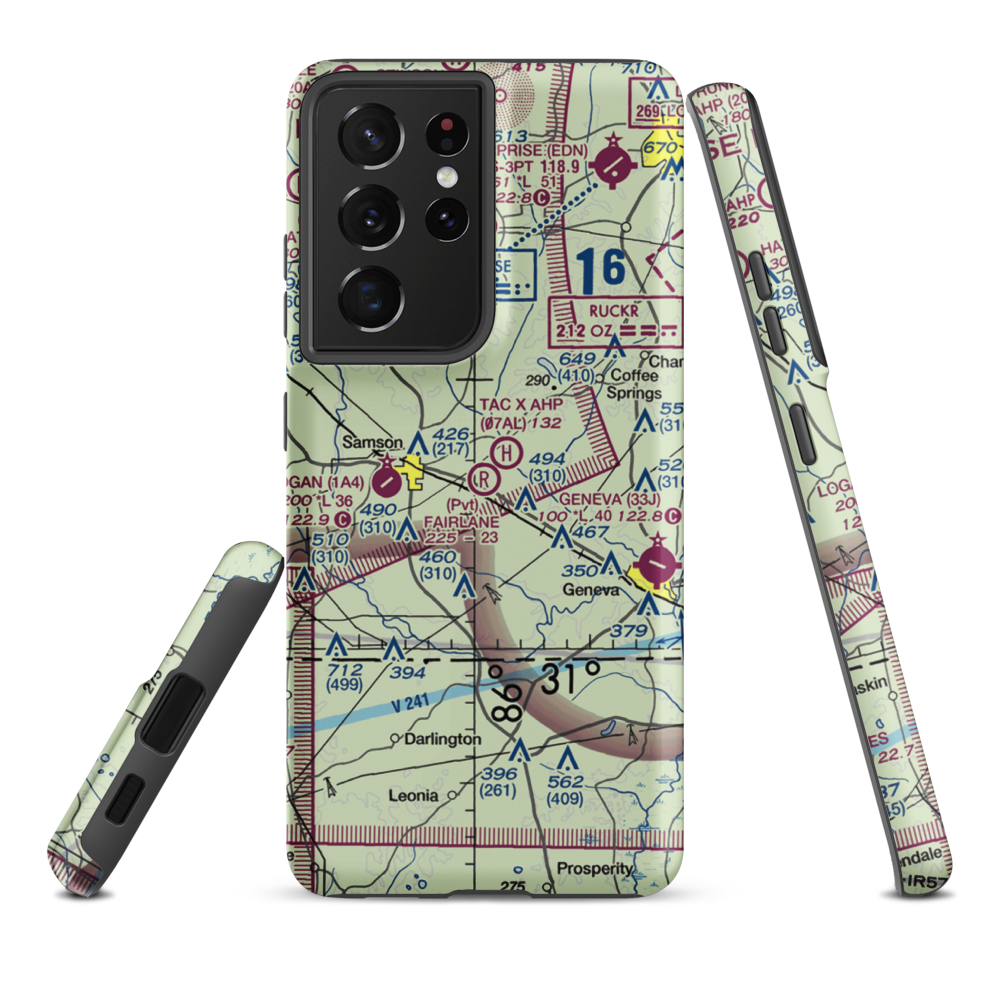 Fairlane Airport (5AL8) VFR Sectional Samsung Phone Case Samsung Galaxy S21 Ultra model shown