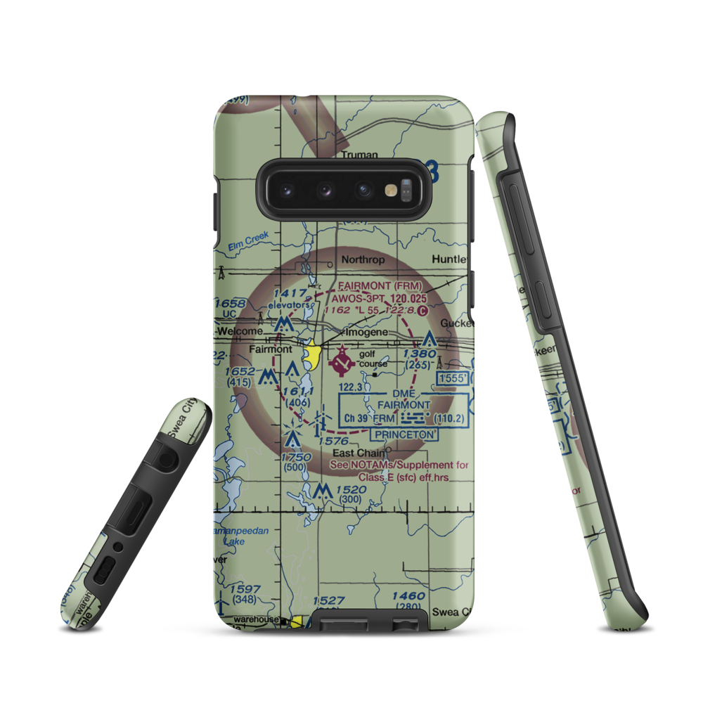 Fairmont Municipal Airport (FRM) VFR Sectional Samsung Phone Case Samsung Galaxy S10 model shown