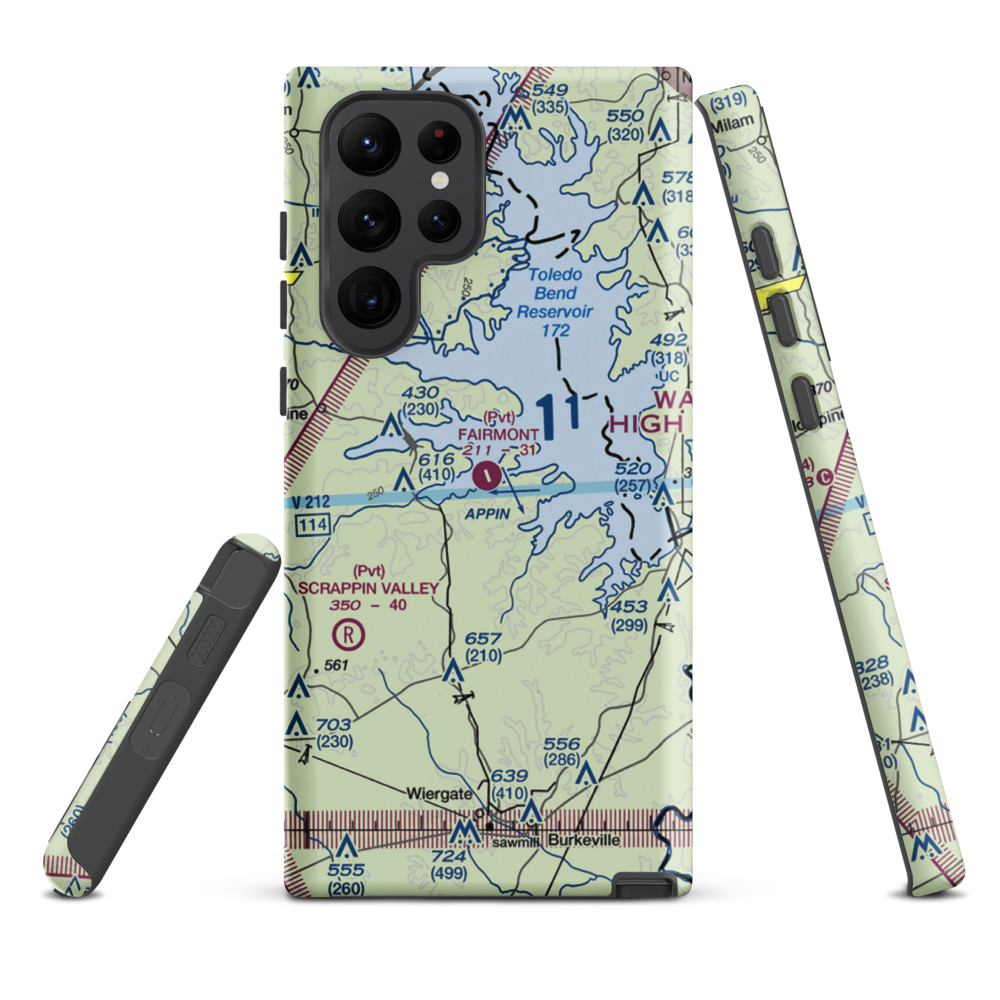 Fairmount Airport (71TS) VFR Sectional Samsung Phone Case Samsung Galaxy S22 Ultra model shown