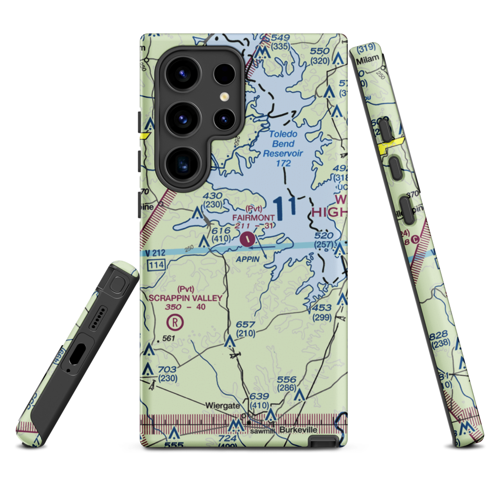 Fairmount Airport (71TS) VFR Sectional Samsung Phone Case Samsung Galaxy S24 Ultra model shown