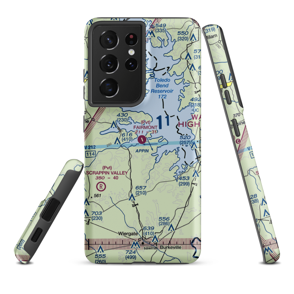 Fairmount Airport (71TS) VFR Sectional Samsung Phone Case Samsung Galaxy S21 Ultra model shown