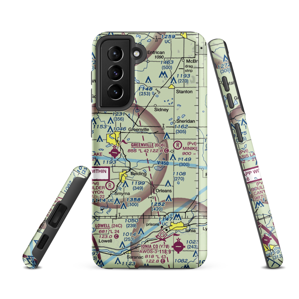 Fairplains Airpark (02MI) VFR Sectional Samsung Phone Case Samsung Galaxy S21 FE model shown