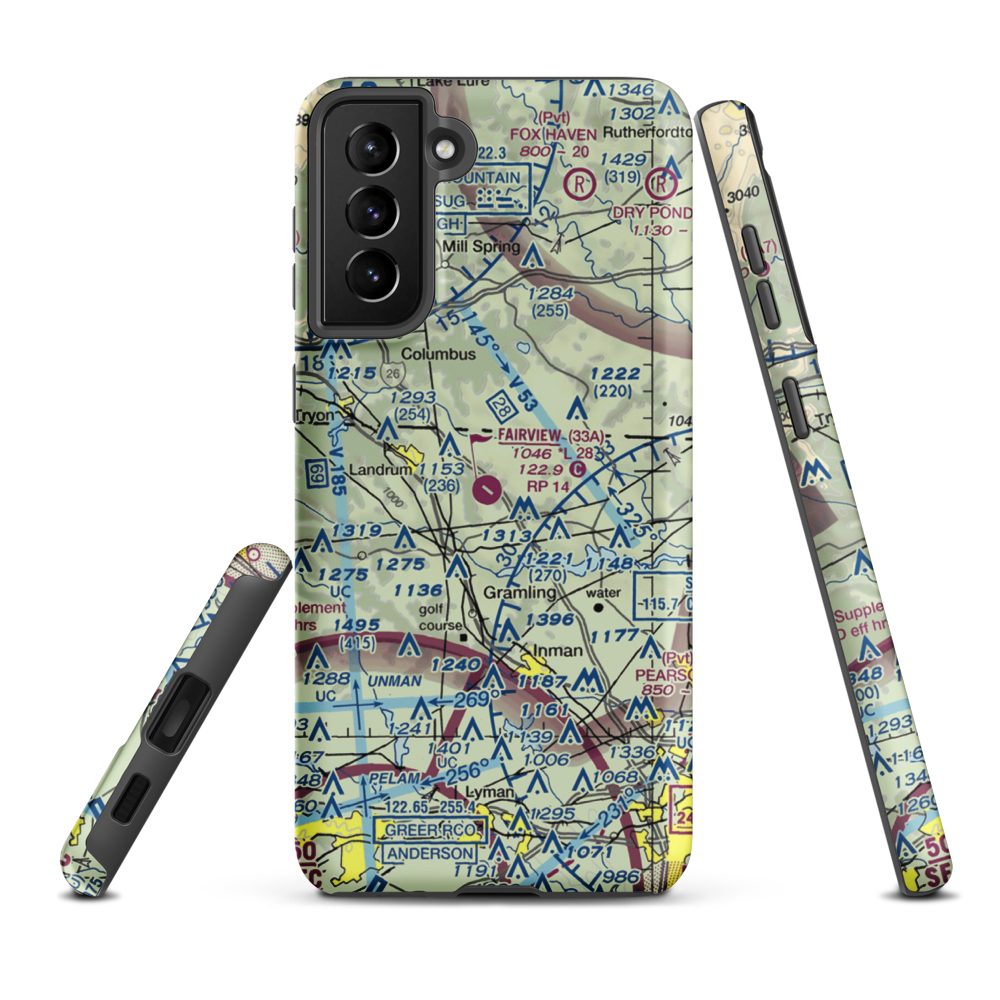 Fairview Airport (33A) VFR Sectional Samsung Phone Case Samsung Galaxy S21 Plus model shown