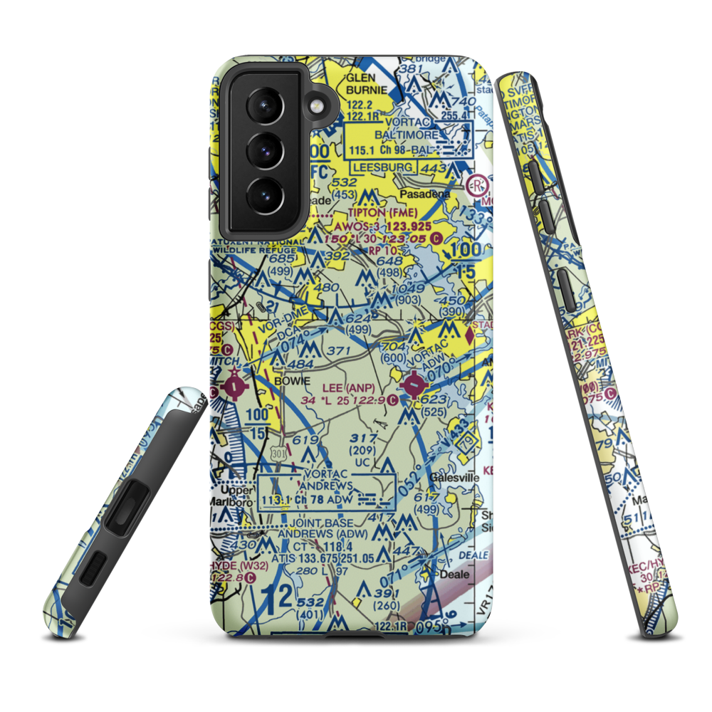 Fairview Airport (3MD4) VFR Sectional Samsung Phone Case Samsung Galaxy S21 FE model shown