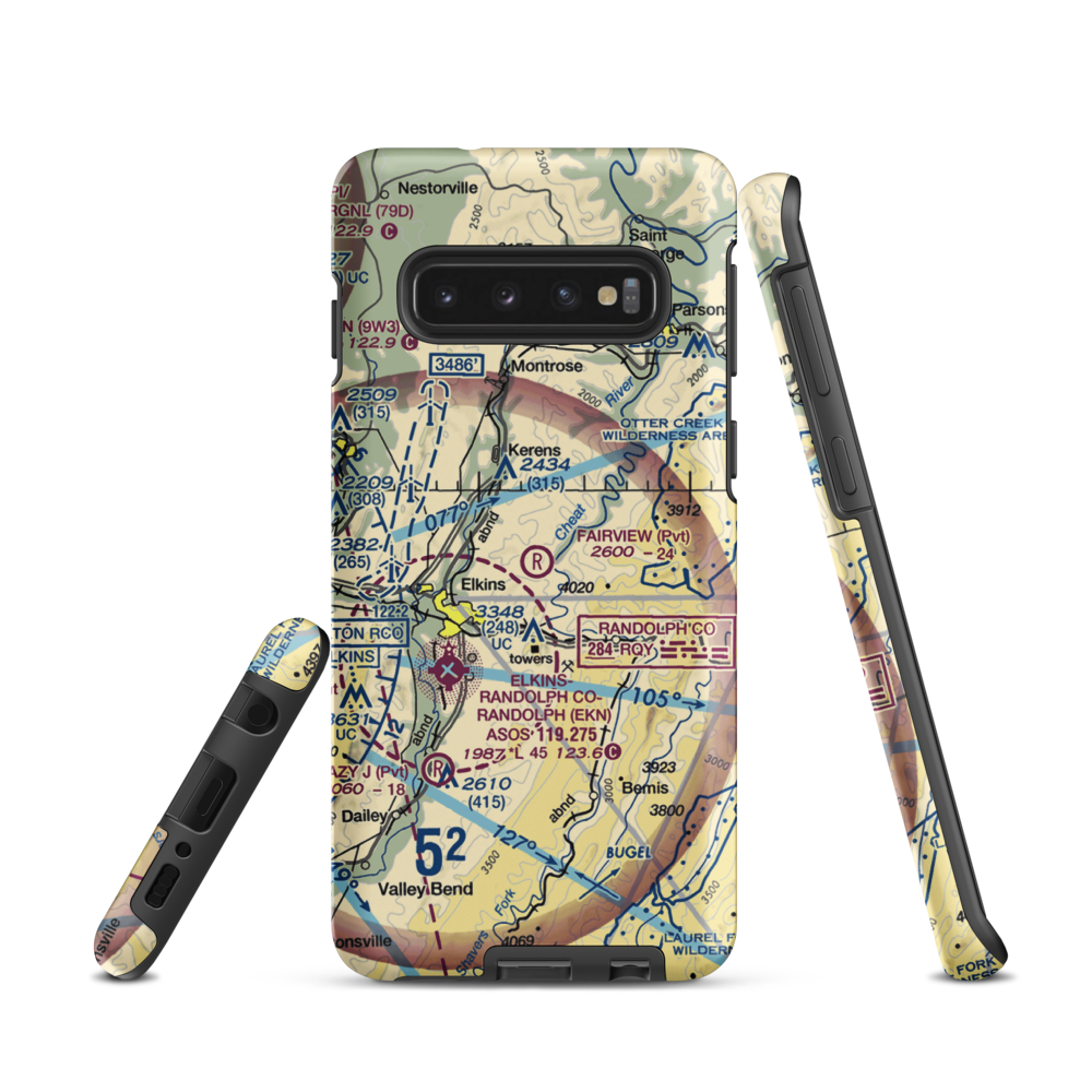Fairview Airport (WV70) VFR Sectional Samsung Phone Case Samsung Galaxy S10 model shown