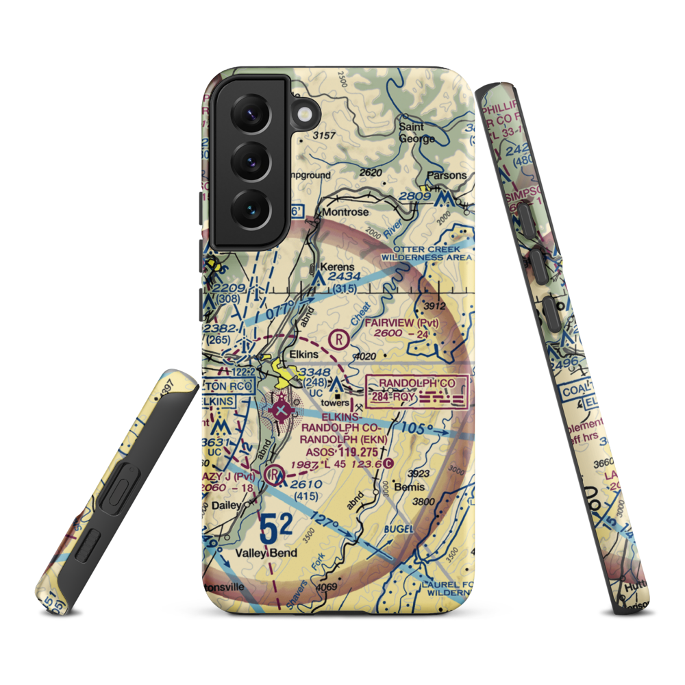 Fairview Airport (WV70) VFR Sectional Samsung Phone Case Samsung Galaxy S22 Plus model shown