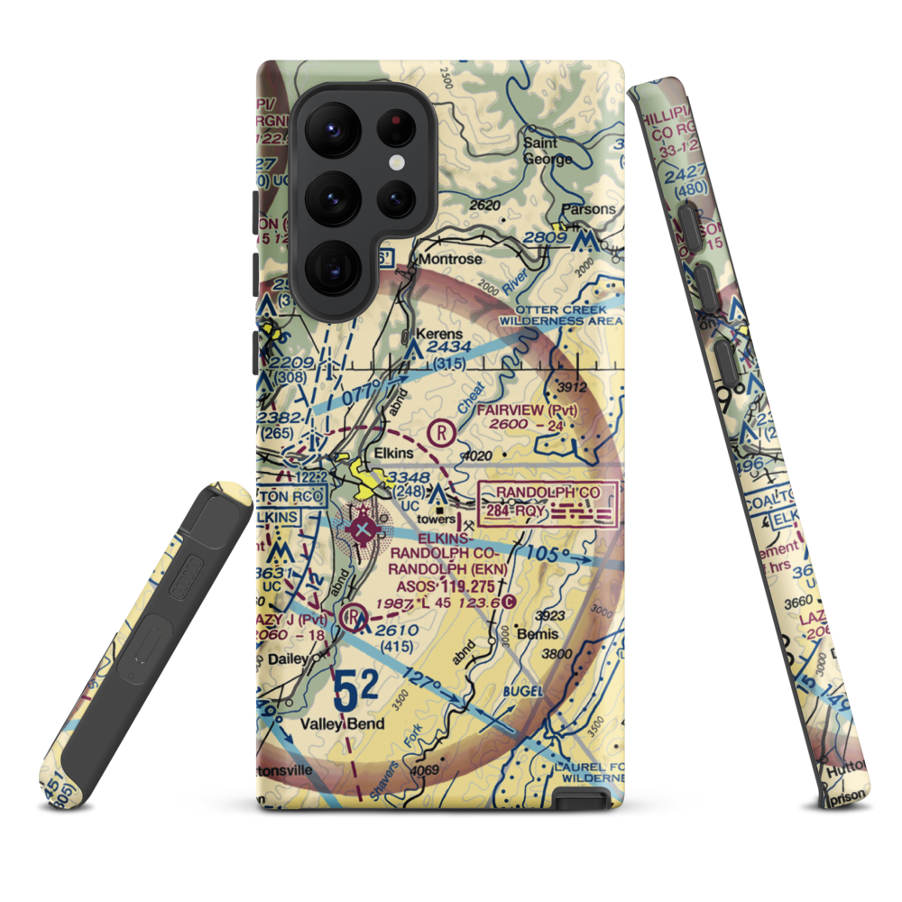 Fairview Airport (WV70) VFR Sectional Samsung Phone Case Samsung Galaxy S22 Ultra model shown