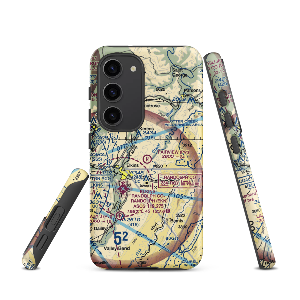 Fairview Airport (WV70) VFR Sectional Samsung Phone Case Samsung Galaxy S23 model shown