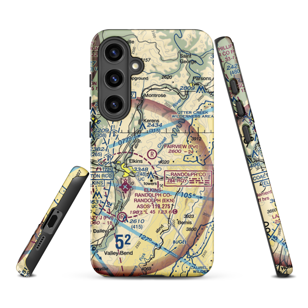 Fairview Airport (WV70) VFR Sectional Samsung Phone Case Samsung Galaxy S24 Plus model shown