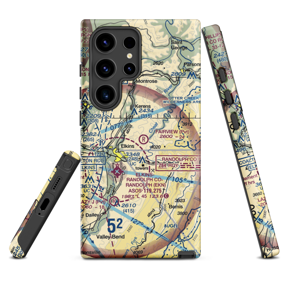 Fairview Airport (WV70) VFR Sectional Samsung Phone Case Samsung Galaxy S24 Ultra model shown