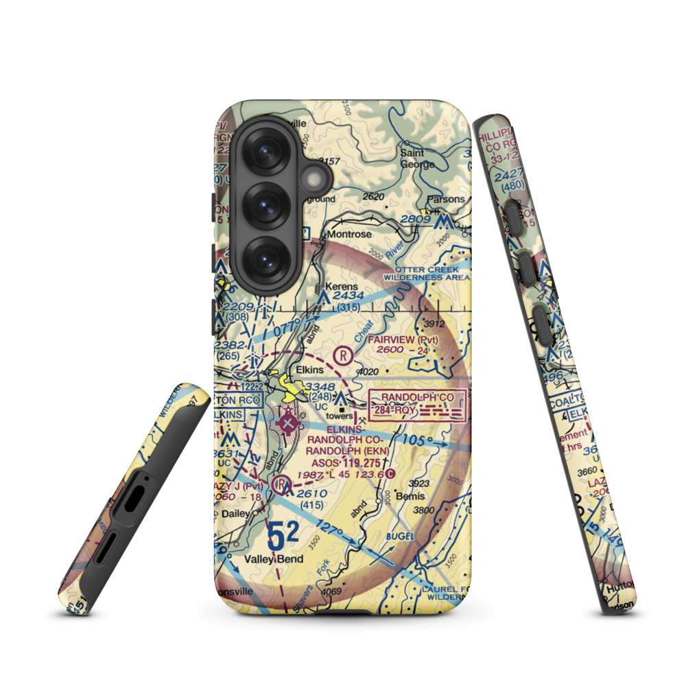 Fairview Airport (WV70) VFR Sectional Samsung Phone Case Samsung Galaxy S25 model shown