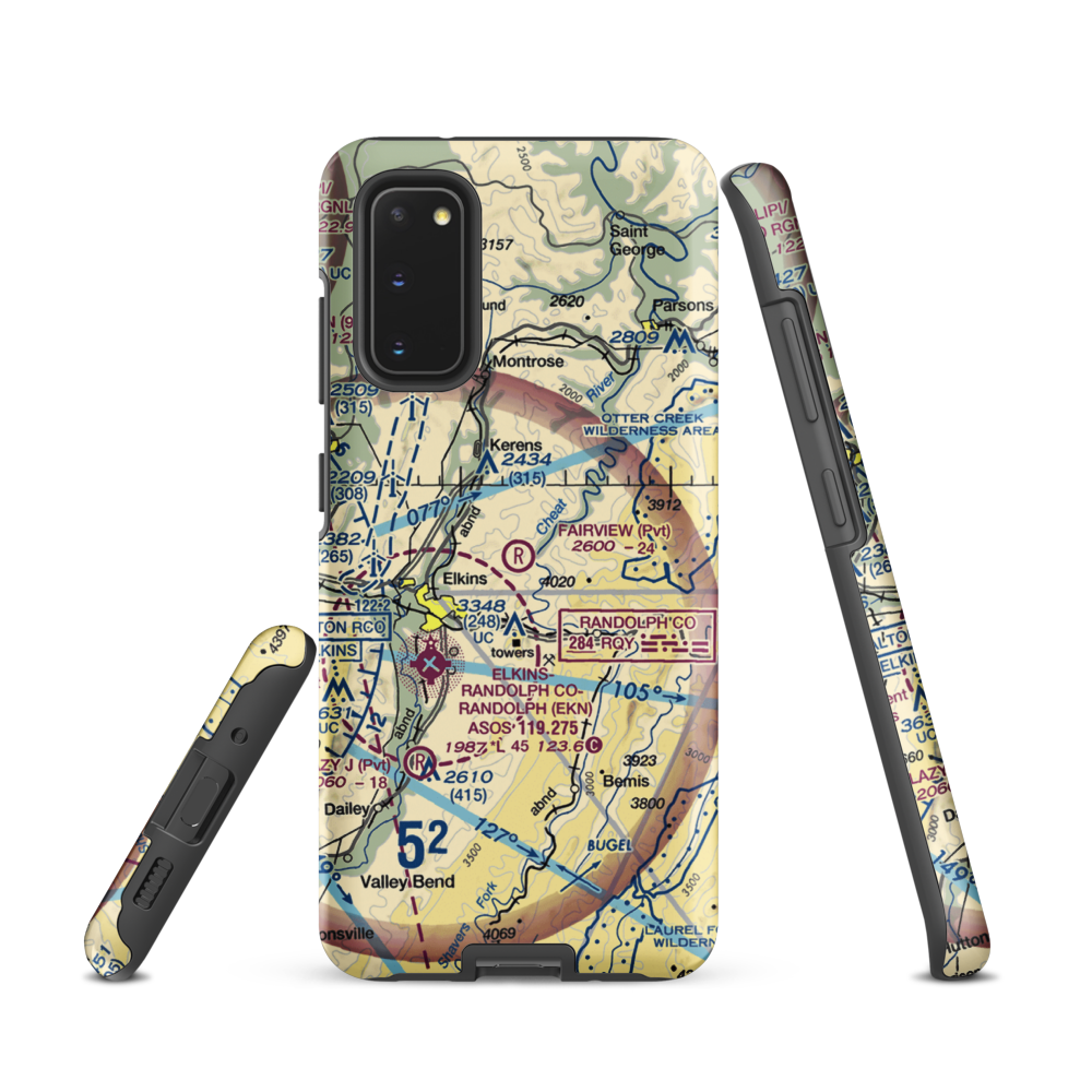 Fairview Airport (WV70) VFR Sectional Samsung Phone Case Samsung Galaxy S20 model shown