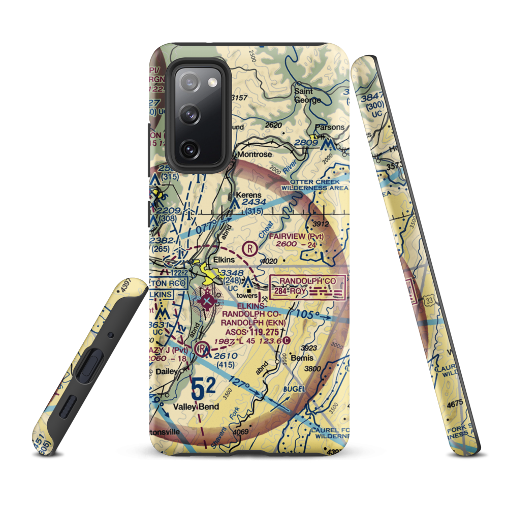 Fairview Airport (WV70) VFR Sectional Samsung Phone Case Samsung Galaxy S20 FE model shown