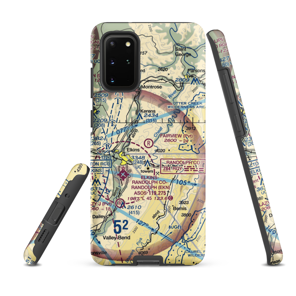 Fairview Airport (WV70) VFR Sectional Samsung Phone Case Samsung Galaxy S20 Plus model shown