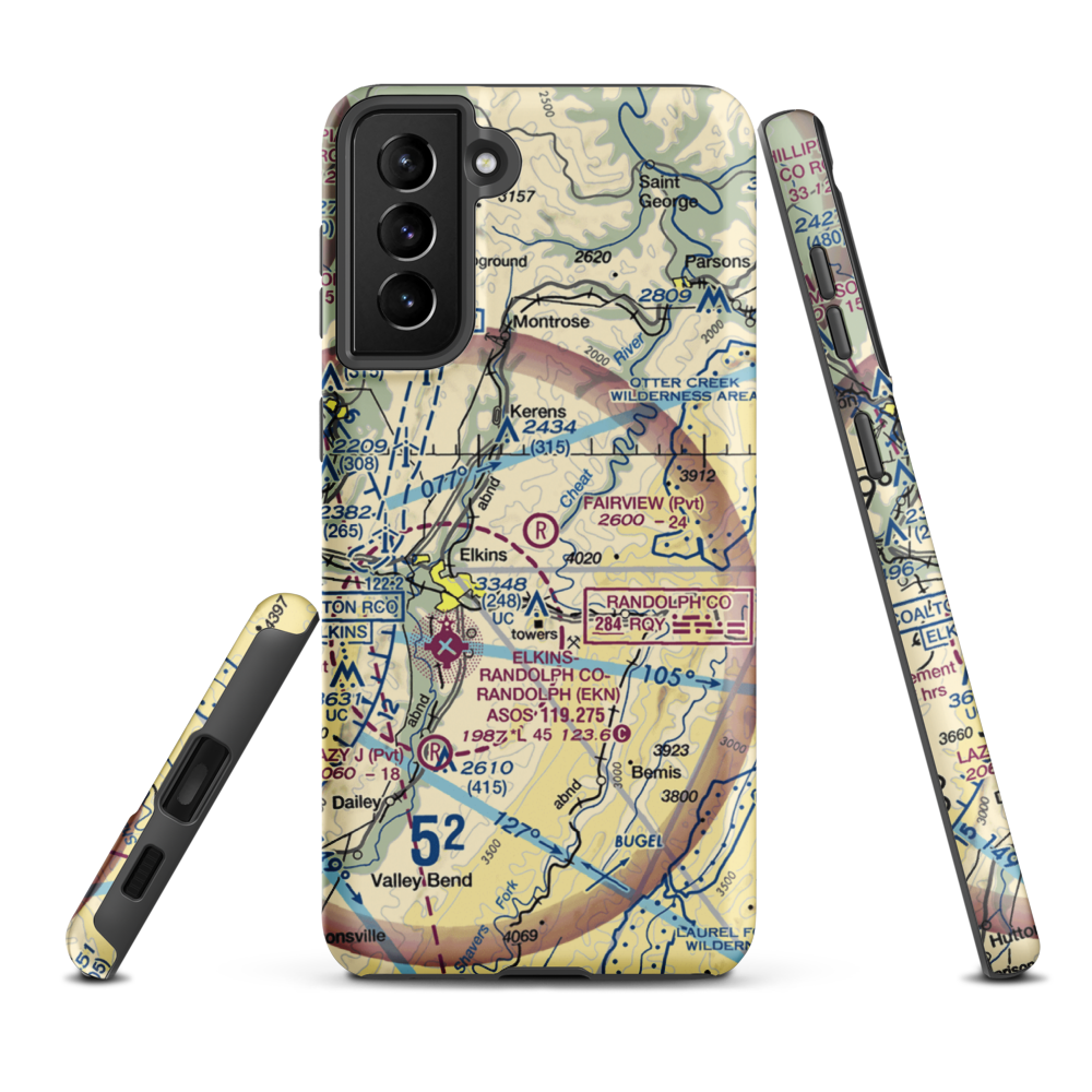 Fairview Airport (WV70) VFR Sectional Samsung Phone Case Samsung Galaxy S21 Plus model shown