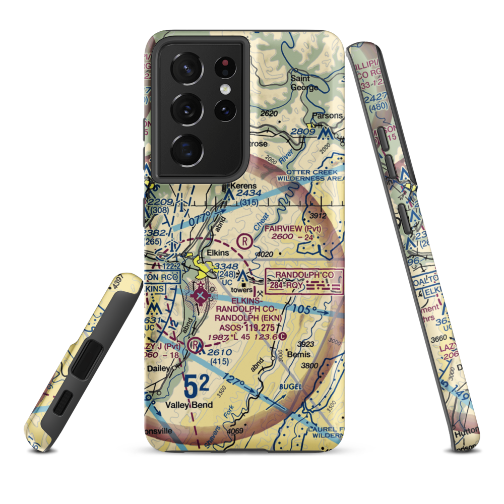 Fairview Airport (WV70) VFR Sectional Samsung Phone Case Samsung Galaxy S21 Plus model shown