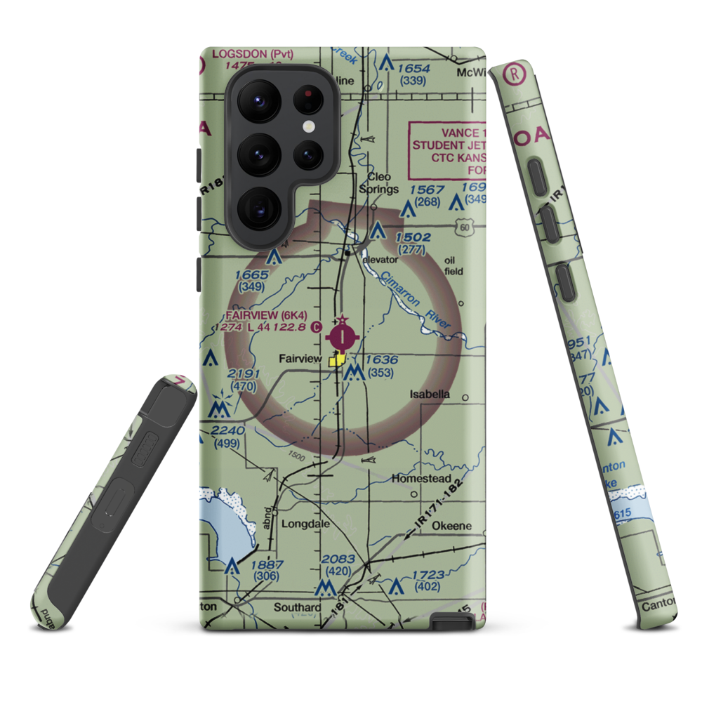 Fairview Municipal Airport (6K4) VFR Sectional Samsung Phone Case Samsung Galaxy S22 Ultra model shown