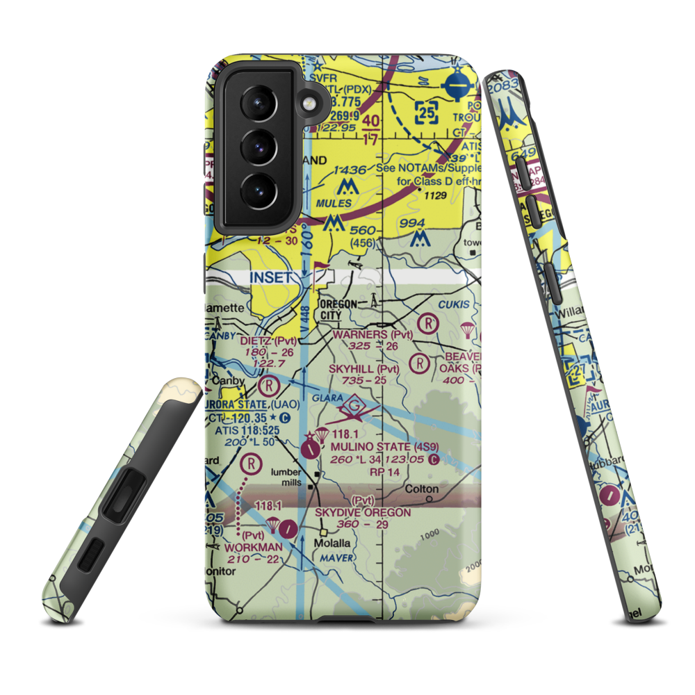 Fairways Airport (OG20) VFR Sectional Samsung Phone Case Samsung Galaxy S21 Plus model shown