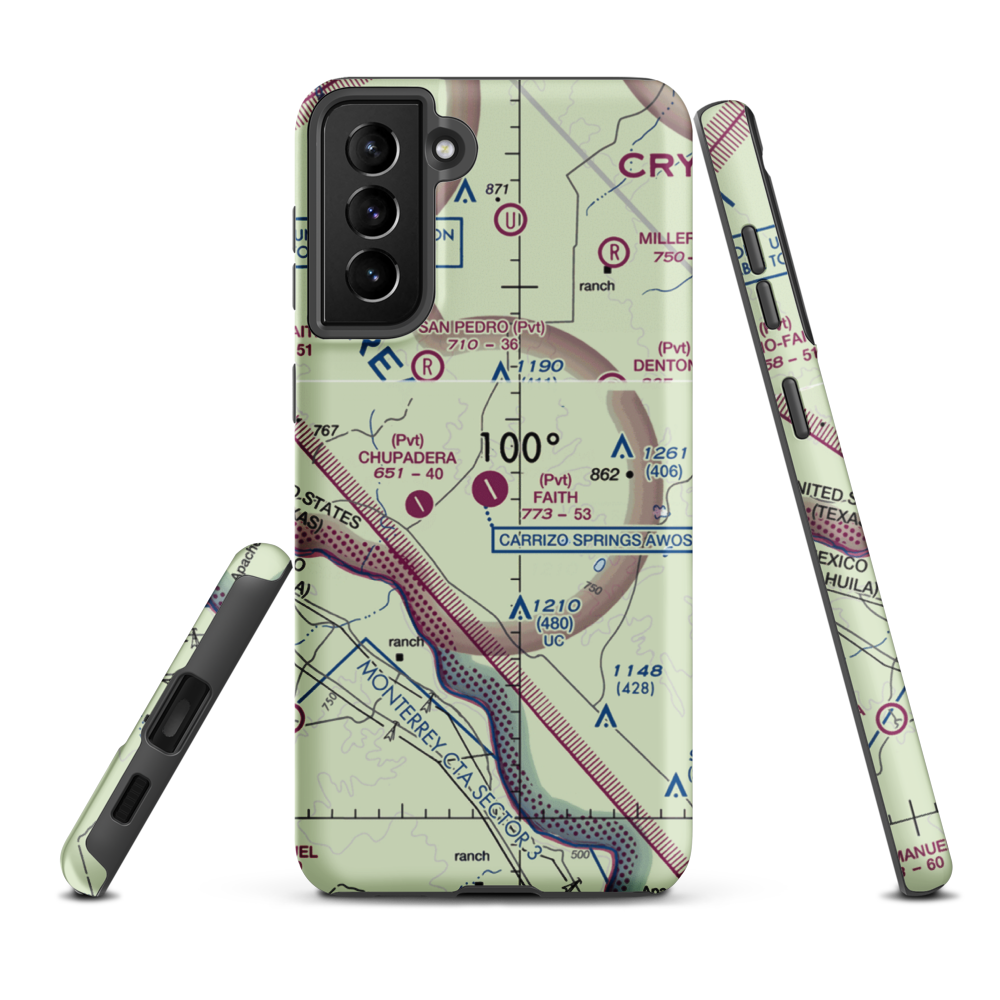 Faith Ranch Airport (XA89) VFR Sectional Samsung Phone Case Samsung Galaxy S21 Plus model shown