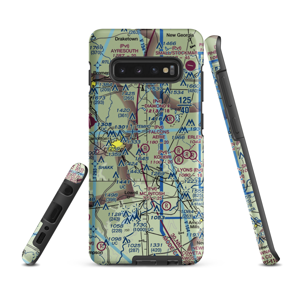 Falcons Aerie Airport (8GA8) VFR Sectional Samsung Phone Case Samsung Galaxy S10 Plus model shown