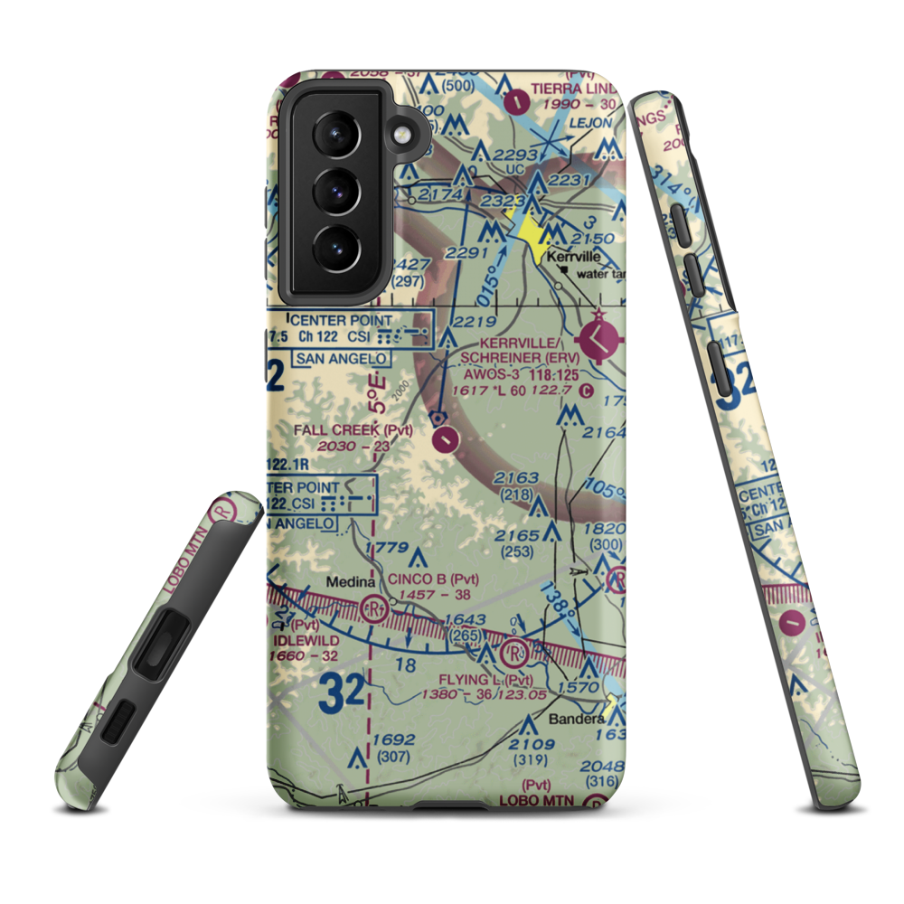 Fall Creek Ranch Airport (XA43) VFR Sectional Samsung Phone Case Samsung Galaxy S21 Plus model shown