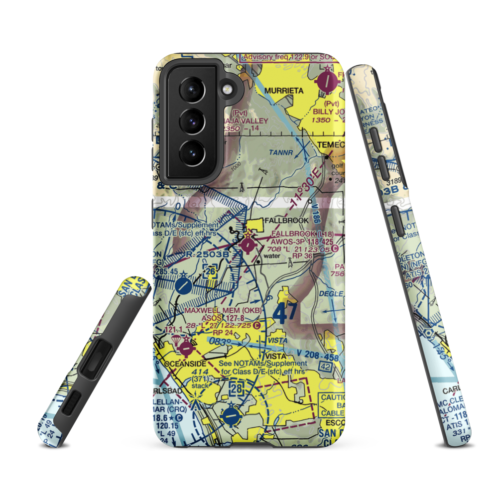 Fallbrook Community Airpark (L18) VFR Sectional Samsung Phone Case Samsung Galaxy S21 FE model shown