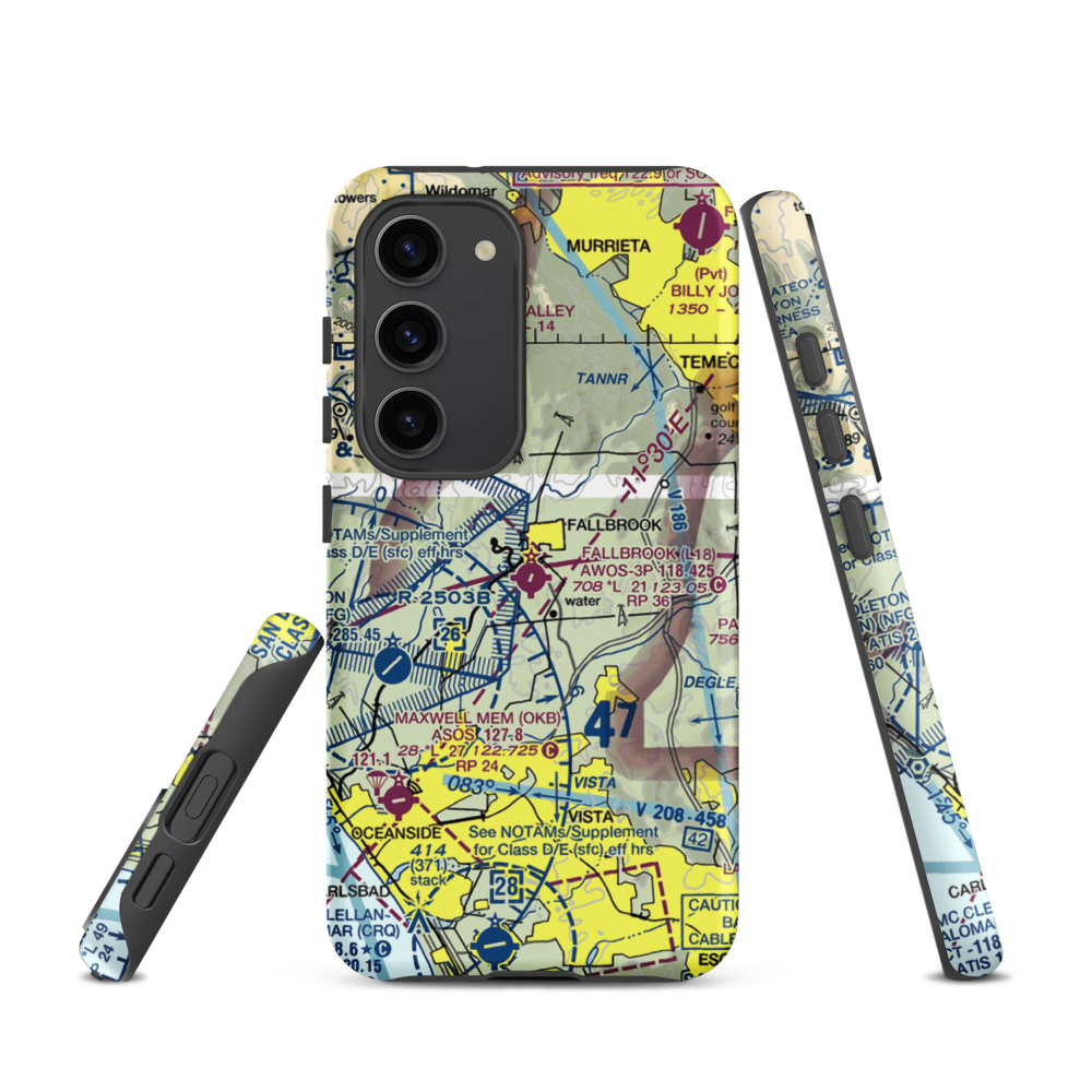 Fallbrook Community Airpark (L18) VFR Sectional Samsung Phone Case Samsung Galaxy S23 model shown