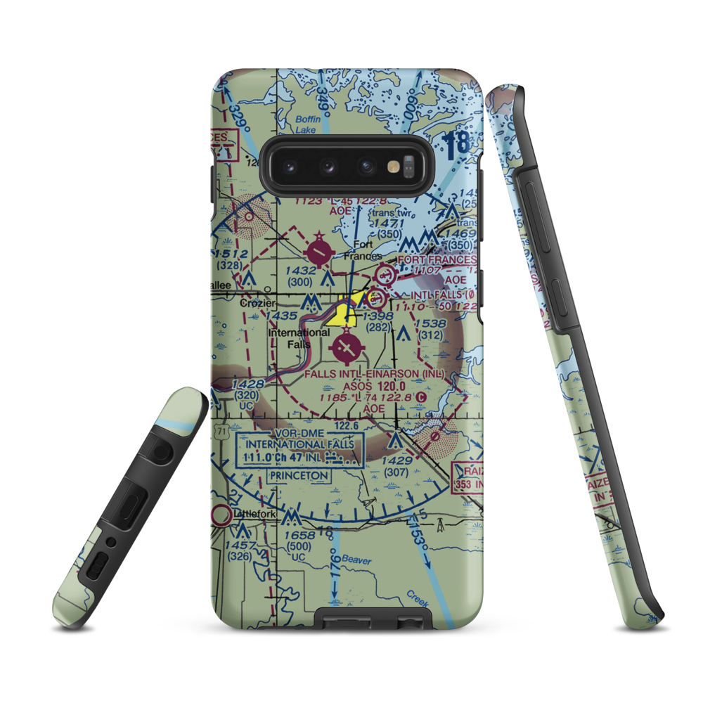 Falls International Airport (INL) VFR Sectional Samsung Phone Case Samsung Galaxy S10 Plus model shown