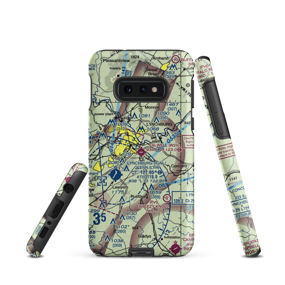 Falwell Airport (W24) VFR Sectional Samsung Phone Case Samsung Galaxy S10e model shown