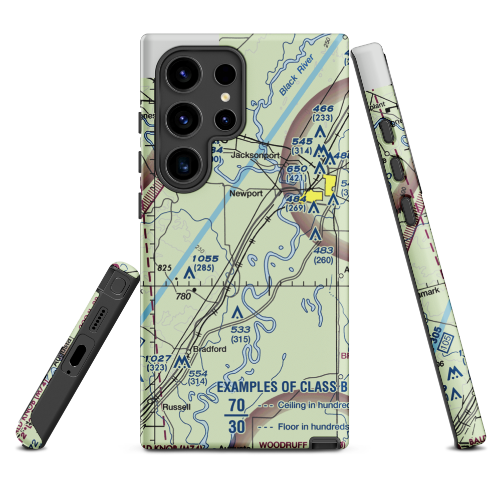 Falwell Railroad Field (FALRR) VFR Sectional Samsung Phone Case Samsung Galaxy S24 Ultra model shown