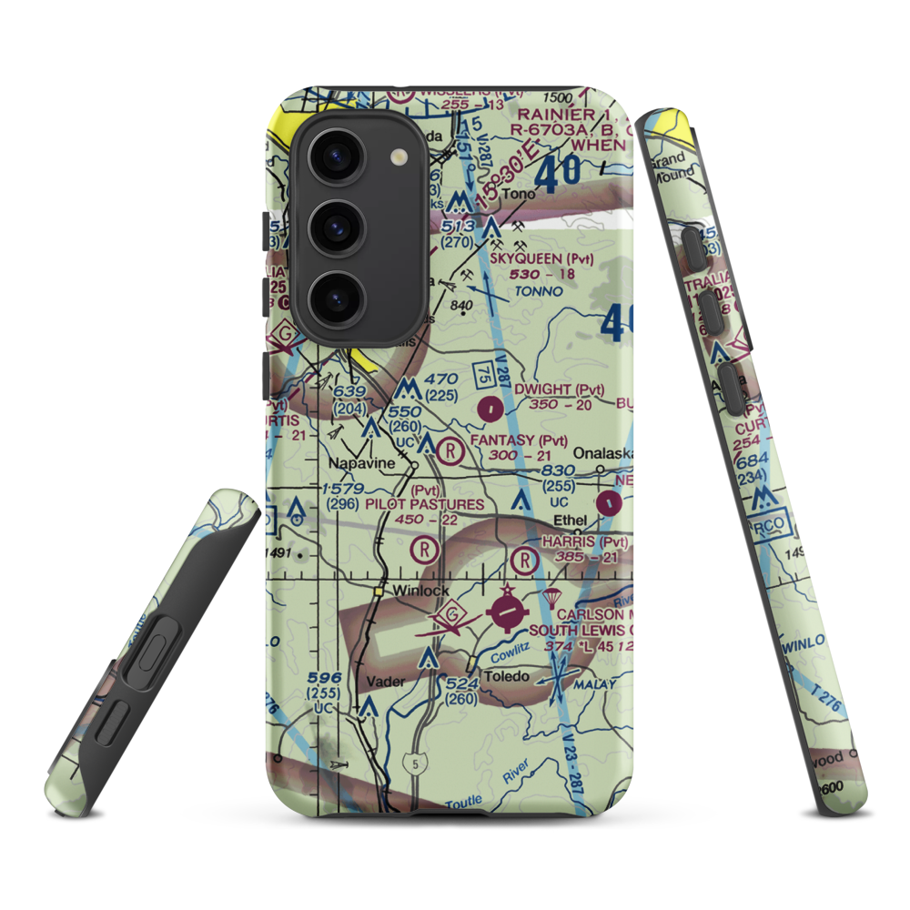 Fantasy Field Airstrip (FA99) VFR Sectional Samsung Phone Case Samsung Galaxy S23 Plus model shown