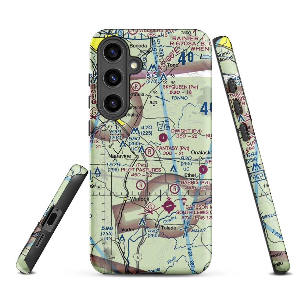 Fantasy Field Airstrip (FA99) VFR Sectional Samsung Phone Case Samsung Galaxy S24 Plus model shown