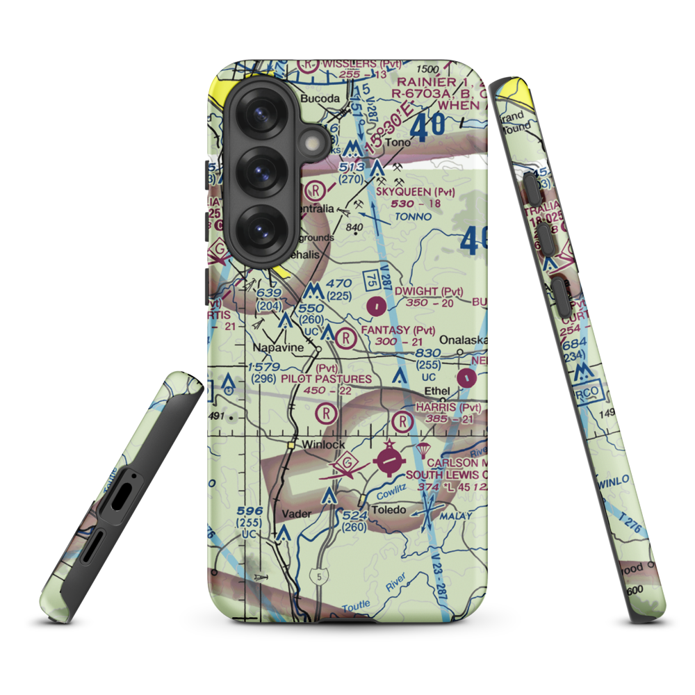 Fantasy Field Airstrip (FA99) VFR Sectional Samsung Phone Case Samsung Galaxy S25 Plus model shown