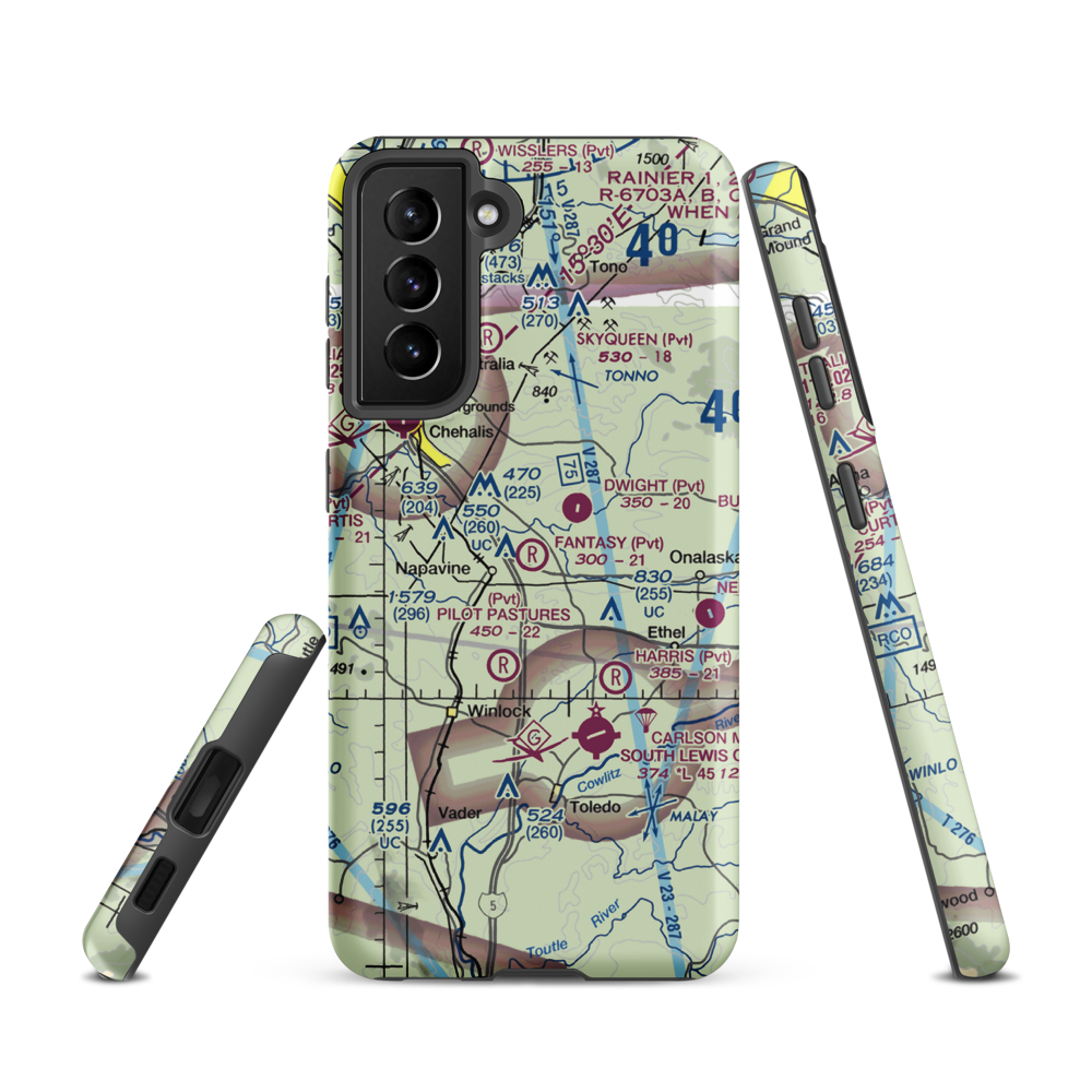 Fantasy Field Airstrip (FA99) VFR Sectional Samsung Phone Case Samsung Galaxy S21 model shown