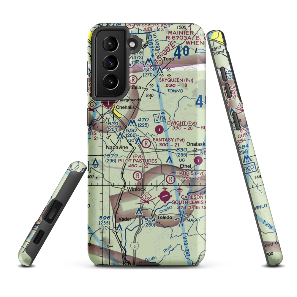 Fantasy Field Airstrip (FA99) VFR Sectional Samsung Phone Case Samsung Galaxy S21 FE model shown