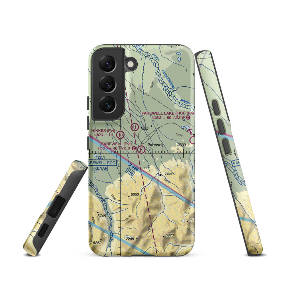 Farewell Airport (FWL) VFR Sectional Samsung Phone Case Samsung Galaxy S22 model shown