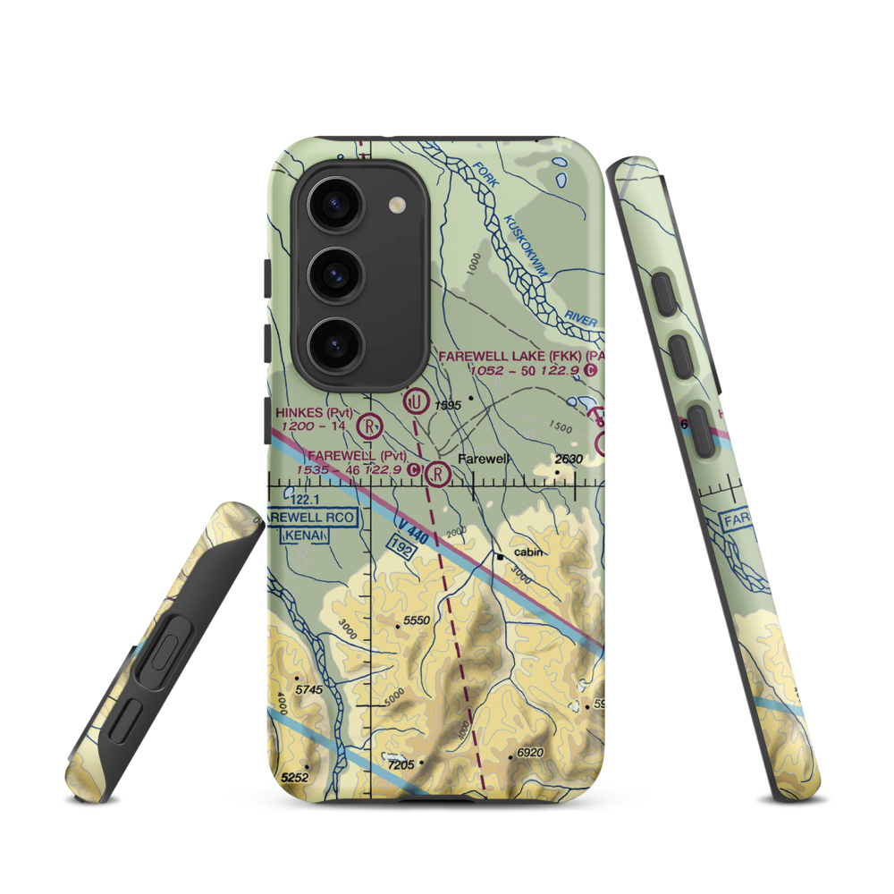 Farewell Airport (FWL) VFR Sectional Samsung Phone Case Samsung Galaxy S23 model shown