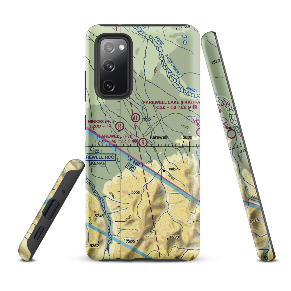 Farewell Airport (FWL) VFR Sectional Samsung Phone Case Samsung Galaxy S20 FE model shown