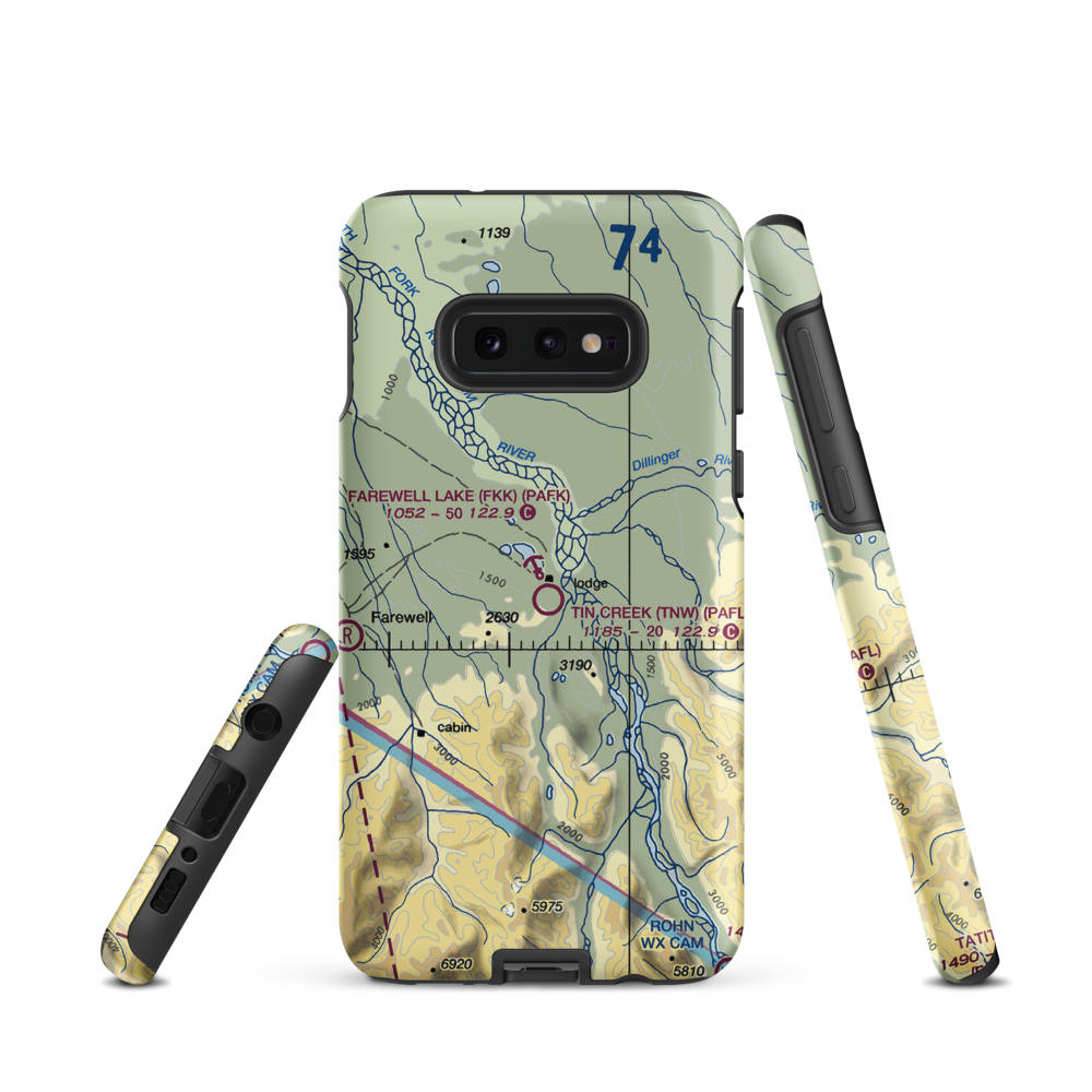 Farewell Lake Seaplane Base (FKK) VFR Sectional Samsung Phone Case Samsung Galaxy S10 Plus model shown