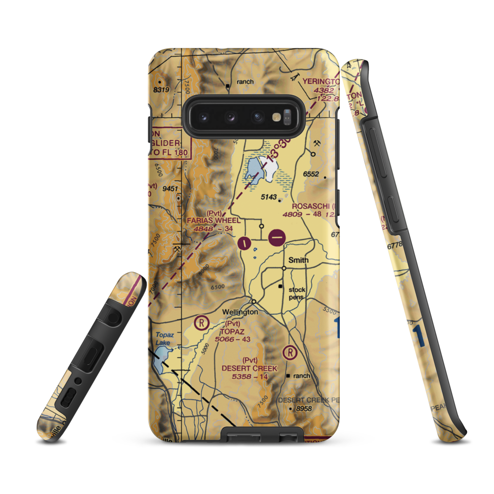 Farias Wheel Airport (NV33) VFR Sectional Samsung Phone Case Samsung Galaxy S10 Plus model shown