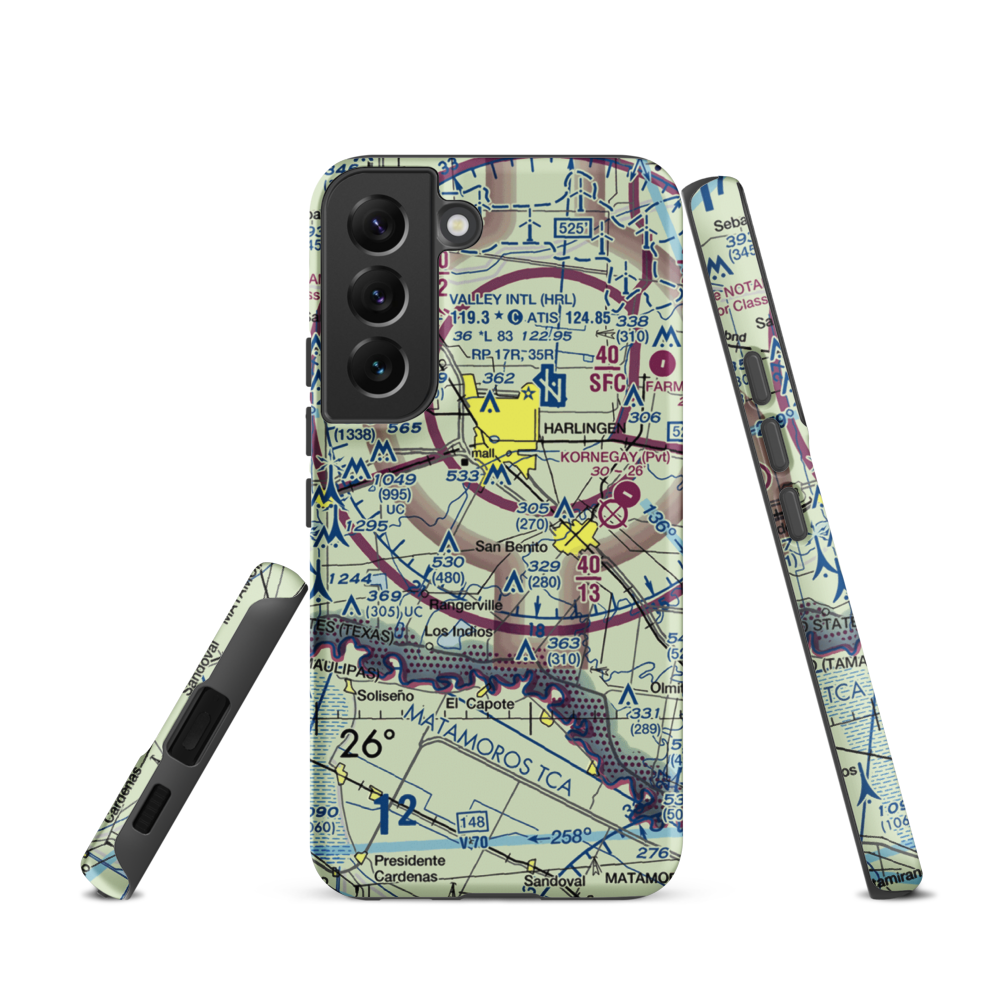 Farmer's Co-Op Airport (US-0235) VFR Sectional Samsung Phone Case Samsung Galaxy S22 model shown