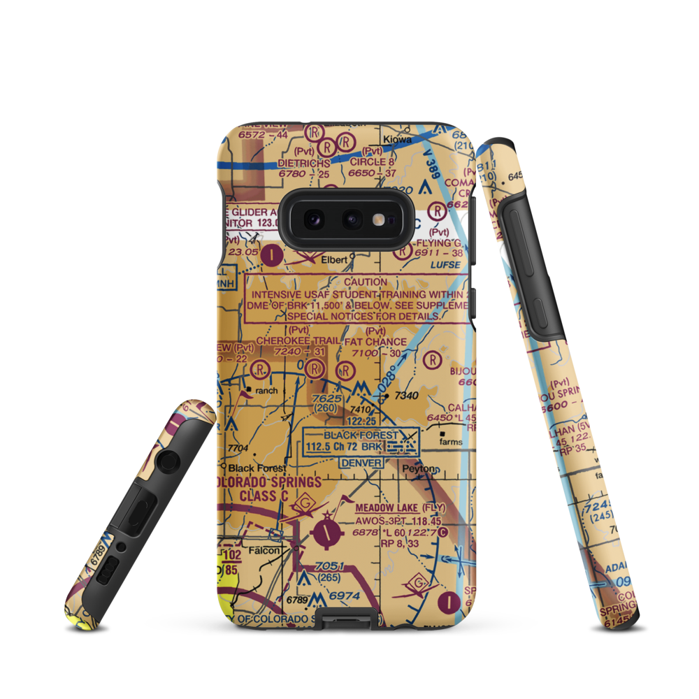 Fat Chance Airport (36CO) VFR Sectional Samsung Phone Case Samsung Galaxy S10e model shown
