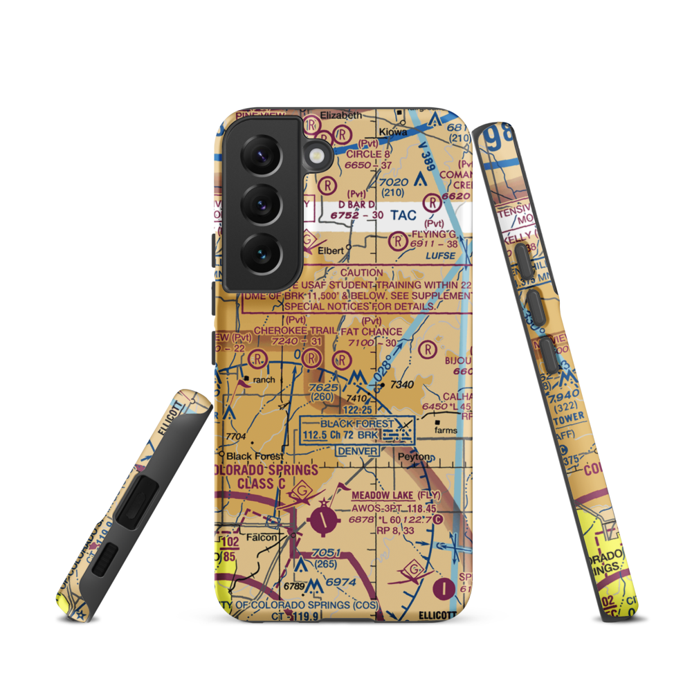Fat Chance Airport (36CO) VFR Sectional Samsung Phone Case Samsung Galaxy S22 model shown