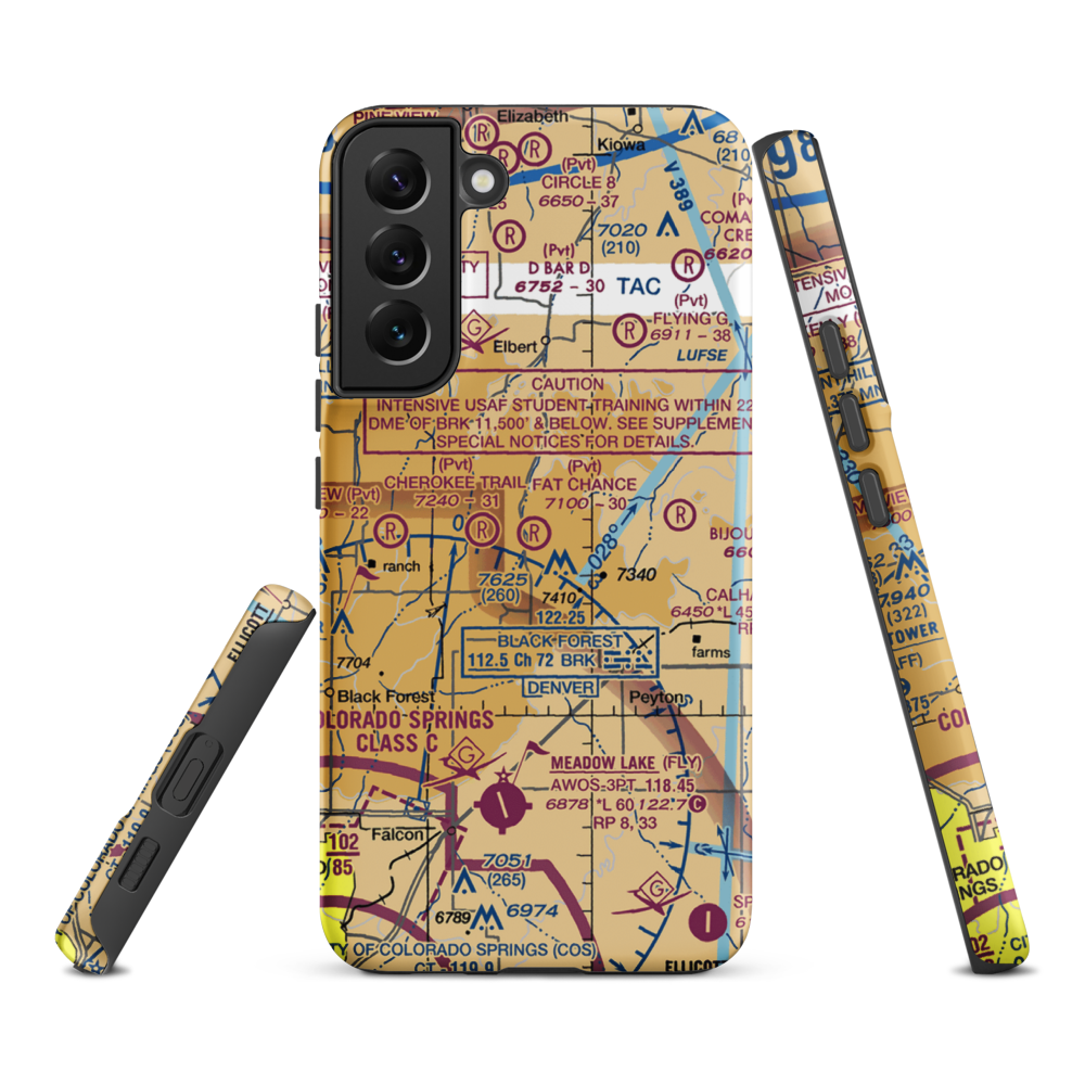Fat Chance Airport (36CO) VFR Sectional Samsung Phone Case Samsung Galaxy S22 Plus model shown